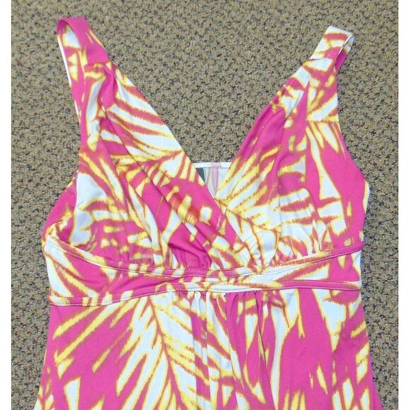 Womens Maxi Sun Dress Small Surplice Covington Pink Yellow White Summer - Picture 2 of 4